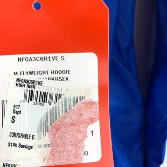 NWT The North Face Flyweight Hoodie Zip Jacket Windbreaker Coat High Risk Red Bl - Picture 8 of 8